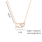 Nilu's Collectin Rose Gold Plated Double Heart Pendant Necklace With American Diamond  for Women and Girls |Anti-Tranish | Anti- Allergy | Office Wear