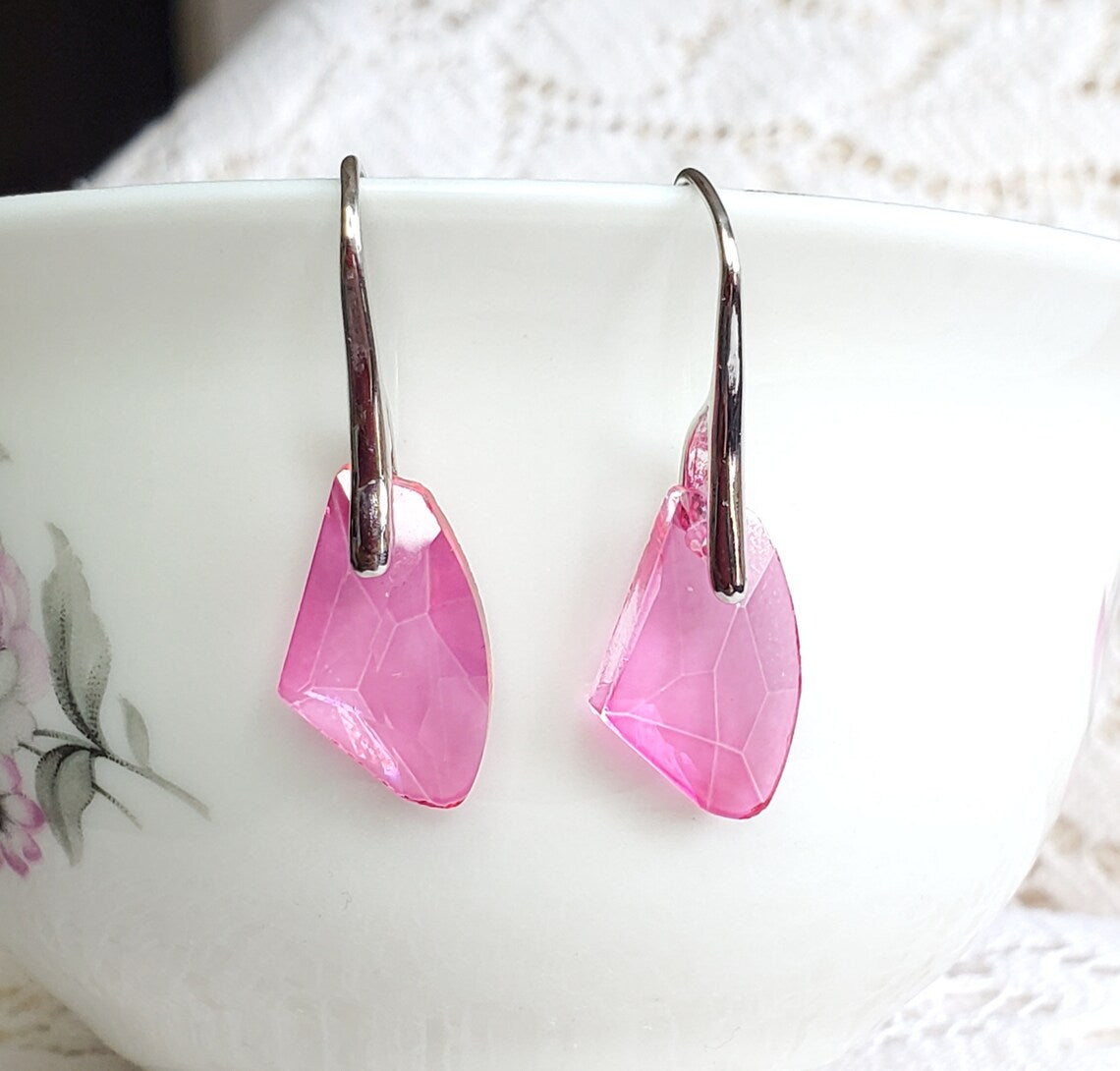 Silver Plated Pink Dangle Earrings For Women Fashion Jewelry Plastic Drops & Danglers