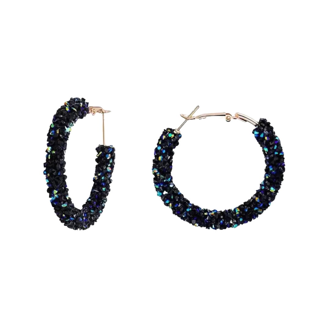 Dark Blue Rhinestone Crystal Chandbali Earrings for Women and Girls Metal Chandbali Earring