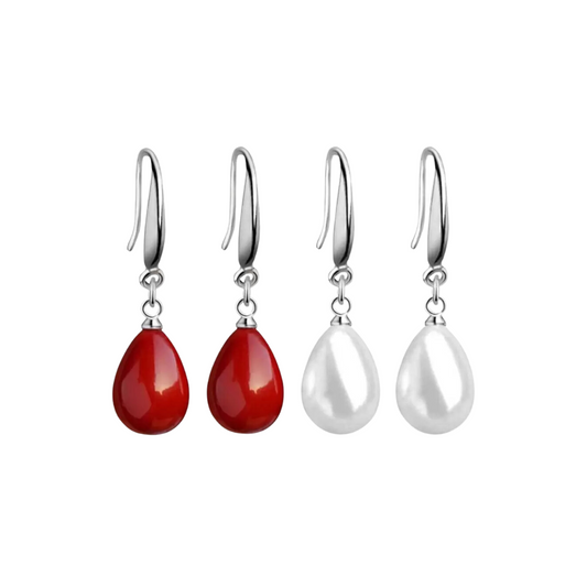 Red & White Cherry Pearl Combo Stylish Fancy Drop Earrings for Women and Girl