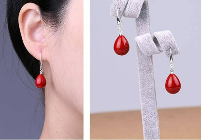 Cherry Pearl Drop Sterling Silver Earrings for Girls and Women, Dangling Fancy Western Trendy Earring, Red or White