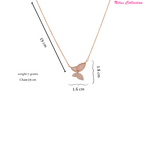 American Diamond Rose Gold Plated Butterfly Designer Pendant with Chain for Girls
