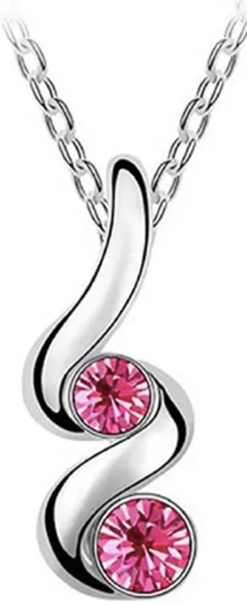 Pink Crystal Chain Stylish Pendant Necklace with Long Chain for Women and Girls