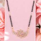 Nilu's Collection Rose Gold Plated Mangalsutra with Motif & Black Beads for Women