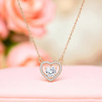 Nilu's Collection Rose Gold Plated Heart Pendant Necklace with American Diamond For Women and Girls
