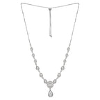 Stylish 18k Rose Gold Plated American Diamond Chain Pendent Necklace & Earrings Set for Women & Girls, Luxury AD Pendant Gift Set for Women, Girls & Her