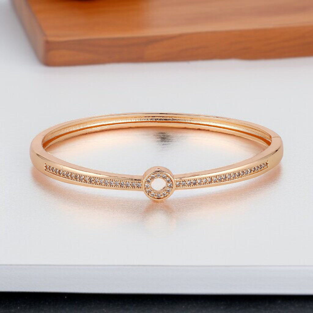 Rose Gold kada  with Sparkling Round Motif with  Sleek & Stylish for women & girls  |Office Wear |  Minimalist Appeal