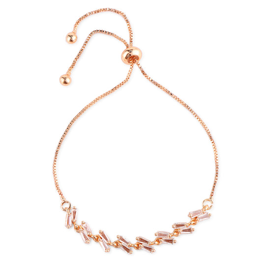 Nilu's Collection Rose Gold Plated Adjustable Bracelet With American Diamond For Women And Girls | Anti-Tranish | Anti-Allergy | Office Wear