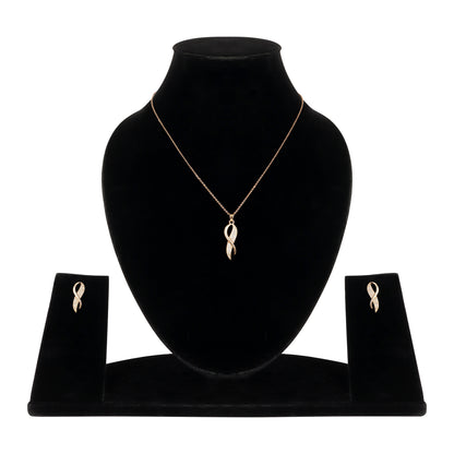 Rose Gold Plated Twist Pendant Necklace and Earrings Set for Women & Girls