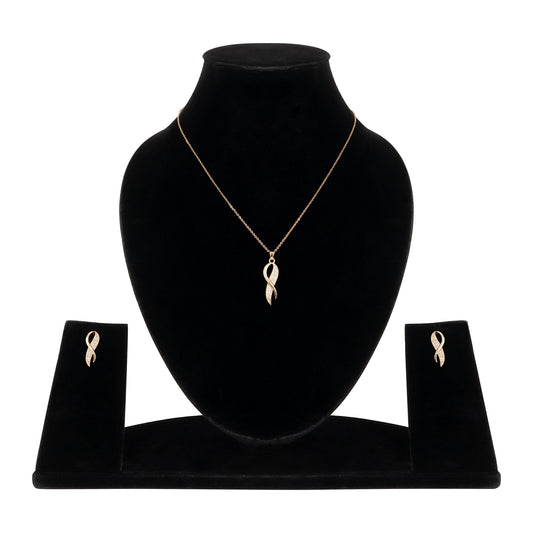 Rose Gold Plated Twist Pendant Necklace and Earrings Set for Women & Girls