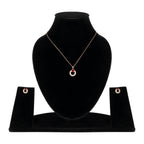 Rose Gold Plated Red Ruby Stone Pendant Necklace and Earring Set for Women and Girls