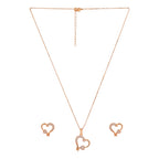 Rose Gold-Plated Heart shape pendant Set with American diamond  for Women & Girls