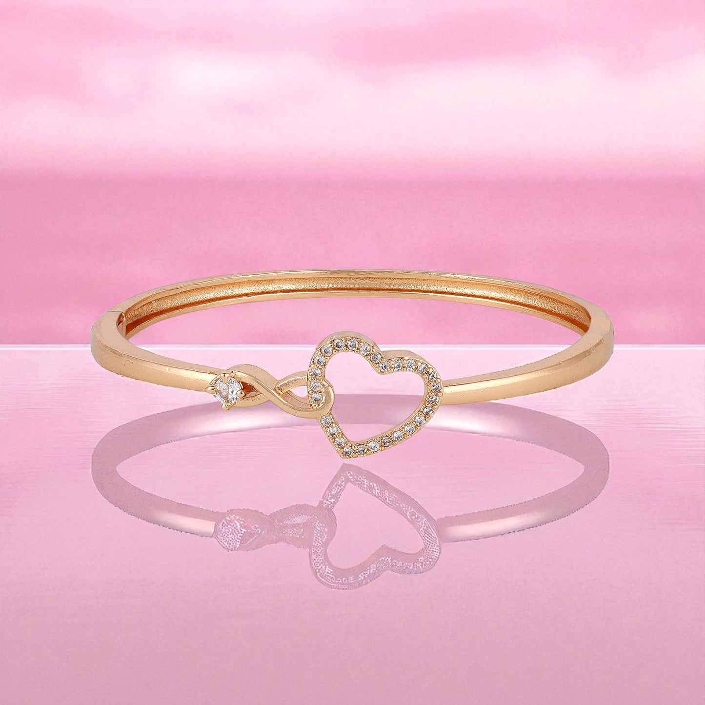 Rose Gold Infinity Heart Shape kada with Love Bracelet for Women & girls | Sleek Finish |Office Wear |  Minimalist Appeal