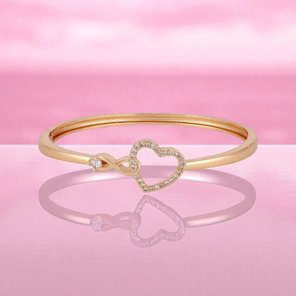 Rose Gold Infinity Heart Shape kada with Love Bracelet for Women & girls | Sleek Finish |Office Wear |  Minimalist Appeal