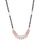 Nilu's Collection Rose Gold Plated CZ Stones Mangalsutra with Black Beads for Women