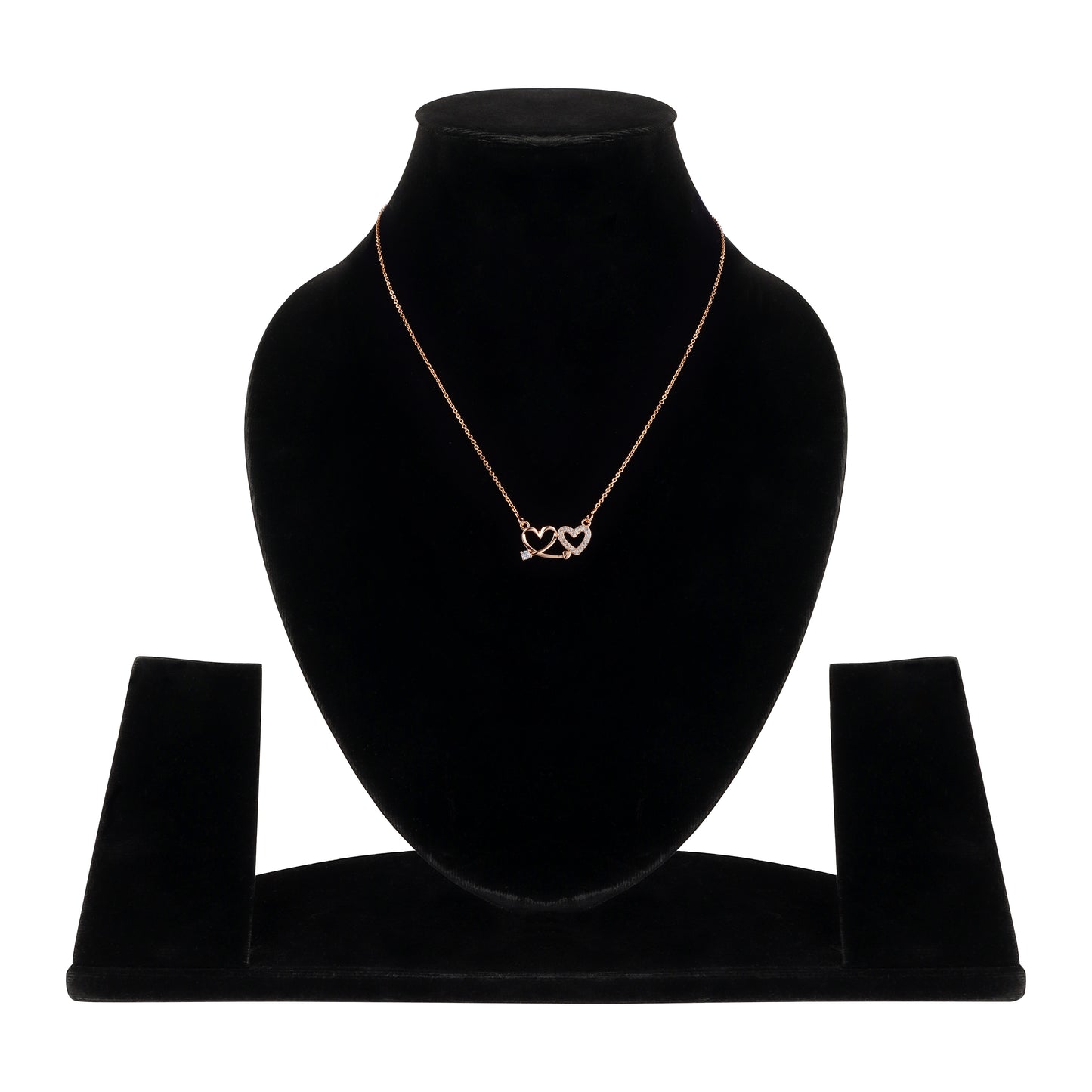 Nilu's Collectin Rose Gold Plated Double Heart Pendant Necklace With American Diamond  for Women and Girls |Anti-Tranish | Anti- Allergy | Office Wear