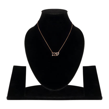 Nilu's Collectin Rose Gold Plated Double Heart Pendant Necklace With American Diamond  for Women and Girls |Anti-Tranish | Anti- Allergy | Office Wear