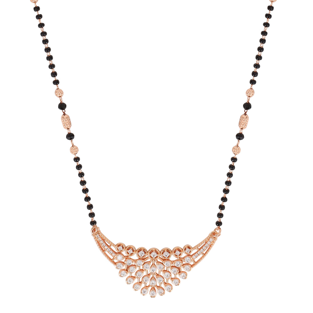 Nilu's Collection Rose Gold Plated Mangalsutra With American Diamond For Women |Traditional & Modern Look | Office Wear | Gift For Wife