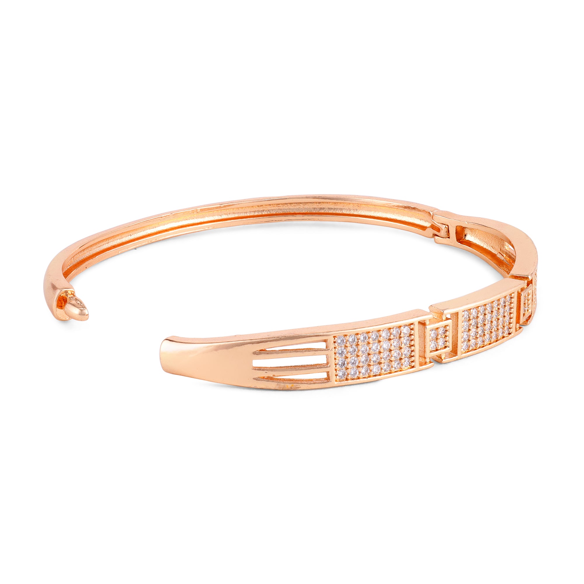Nilu's Collection Rose Gold Plated With American Diamond kada Bracelet For Women And Girls |Anti- Tranish | Anti- Allergy | Office Wear