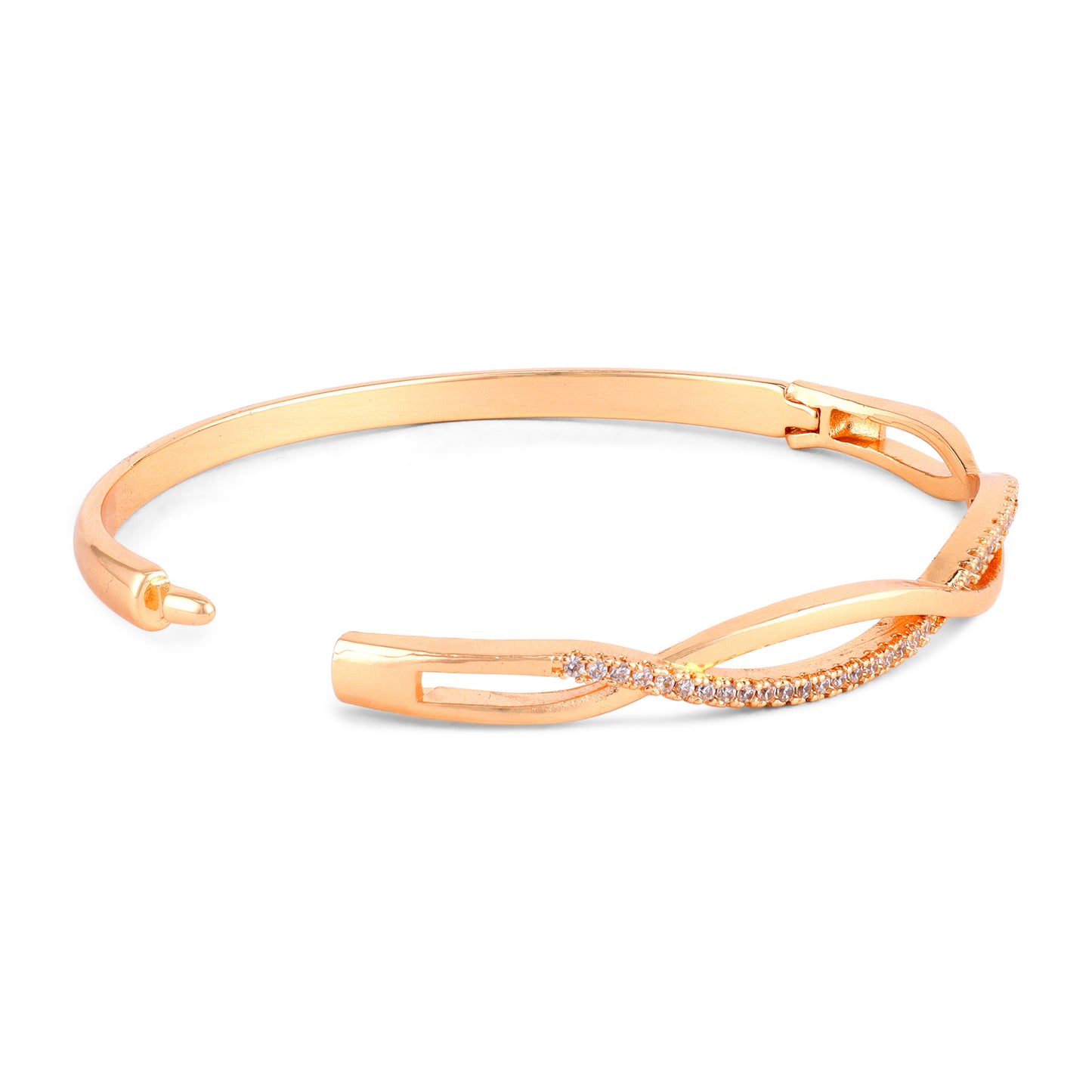 Nilu's Collection Rose Gold Plated Kada Bracelet with American Diamonds For Women And Girls | Anti-Tarnish | Anti- Allergy |
