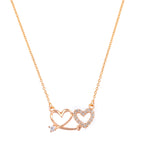Nilu's Collectin Rose Gold Plated Double Heart Pendant Necklace With American Diamond  for Women and Girls |Anti-Tranish | Anti- Allergy | Office Wear