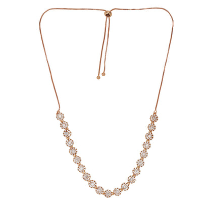 Rose Gold Plated American Diamond Necklace And Pair Of Earrings Jewellery Set for Women | Special Ocassion, Wedding, Engagement, Dating | Anti Tarnish | Anti Allergy | Necklace and Earring Set | Gift for Her