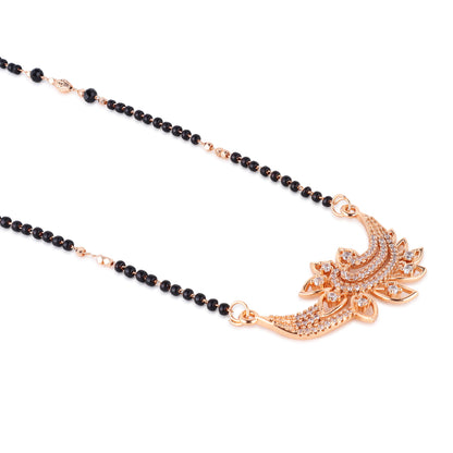 Nilu's Collection Rose Gold Plated Mangalsutra with Motif & Black Beads for Women