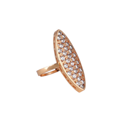 Rose Gold Plated Studded with American Diamond Wedding/Anniversary Ring for Women (Adjustable)