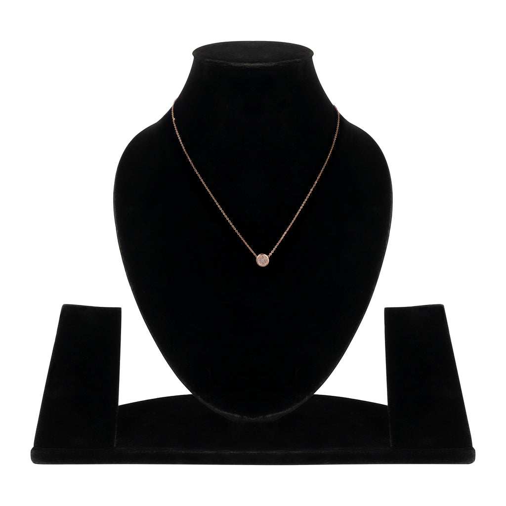American Diamond Rose Gold Plated Pendant Necklace Set for Girls and Women