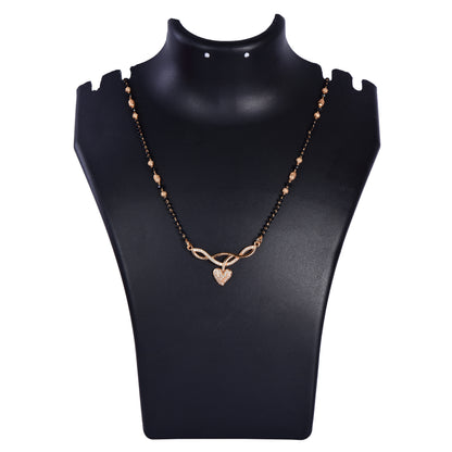 American Diamond Rose Gold Plated Designer Mangalsutra Pendant for Girls and Women (With Chain)