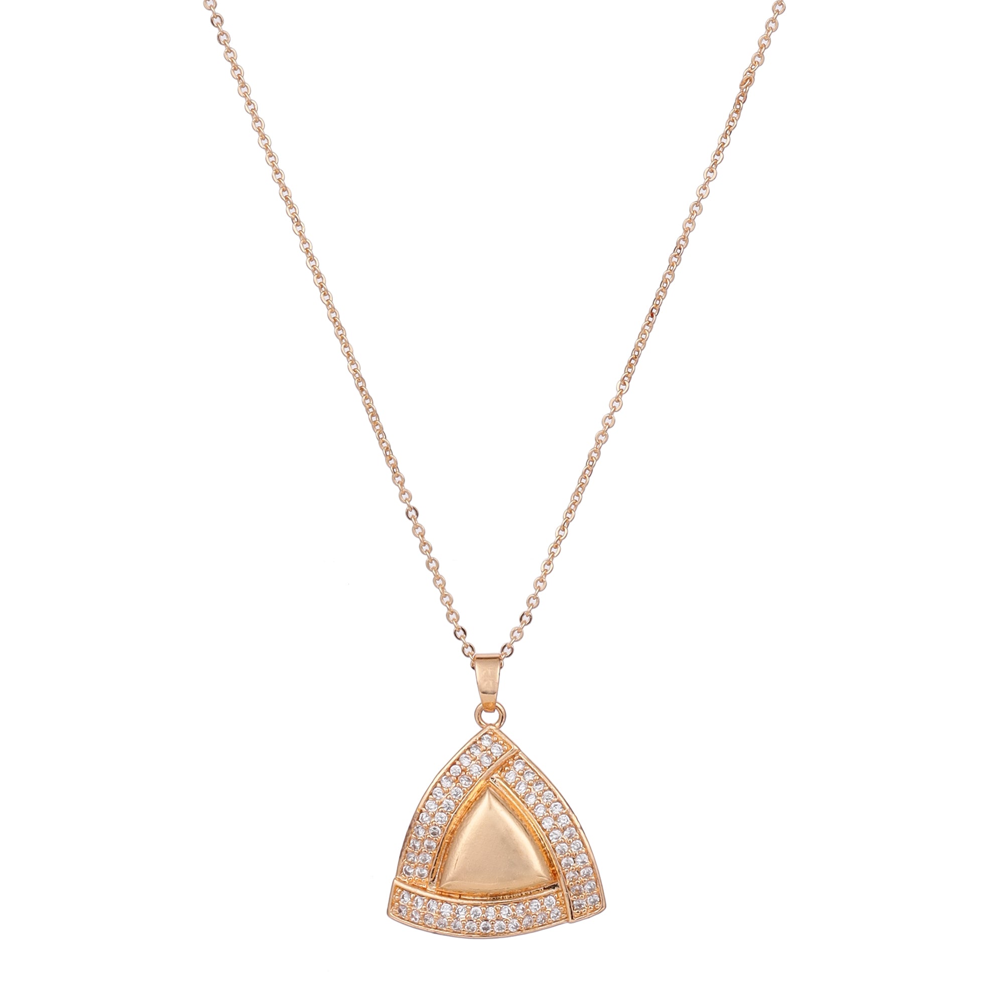 nilu's collection Rose Gold-Plated Geometric Pendant & Stud Earrings Set for Women | gift for her | gift for women & girl