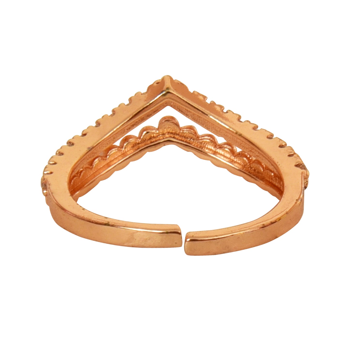 Rose Gold Plated | American Diamond Studded | Adjustable | Finger Ring for Women and Girls, Style 7