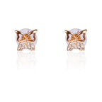 18k Rose Gold Plated Clip On Hoop Earrings, Latest Fancy Stylish Zircon Copper Bali Earrings for Women and Girls (butterfly)