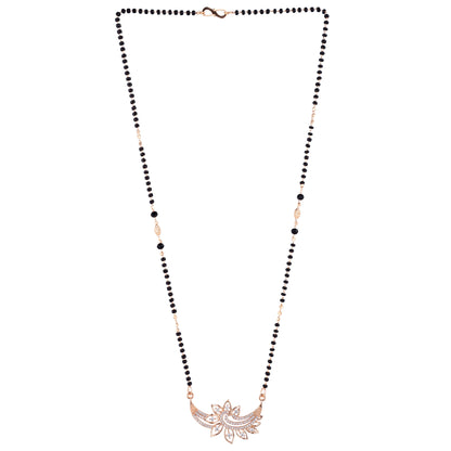 Nilu's Collection Rose Gold Plated Mangalsutra with Motif & Black Beads for Women