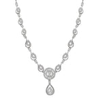 Stylish 18k Rose Gold Plated American Diamond Chain Pendent Necklace & Earrings Set for Women & Girls, Luxury AD Pendant Gift Set for Women, Girls & Her