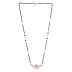Nilu's Collection Rose Gold Plated CZ Stones  Floral Mangalsutra With  Black Beads For Women
