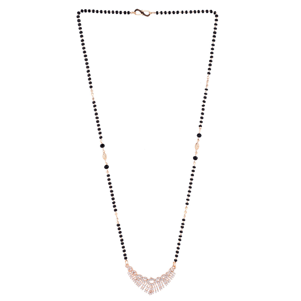 Nilu's Collection Rose Gold Plated Mangalsutra with Black Beads For Women