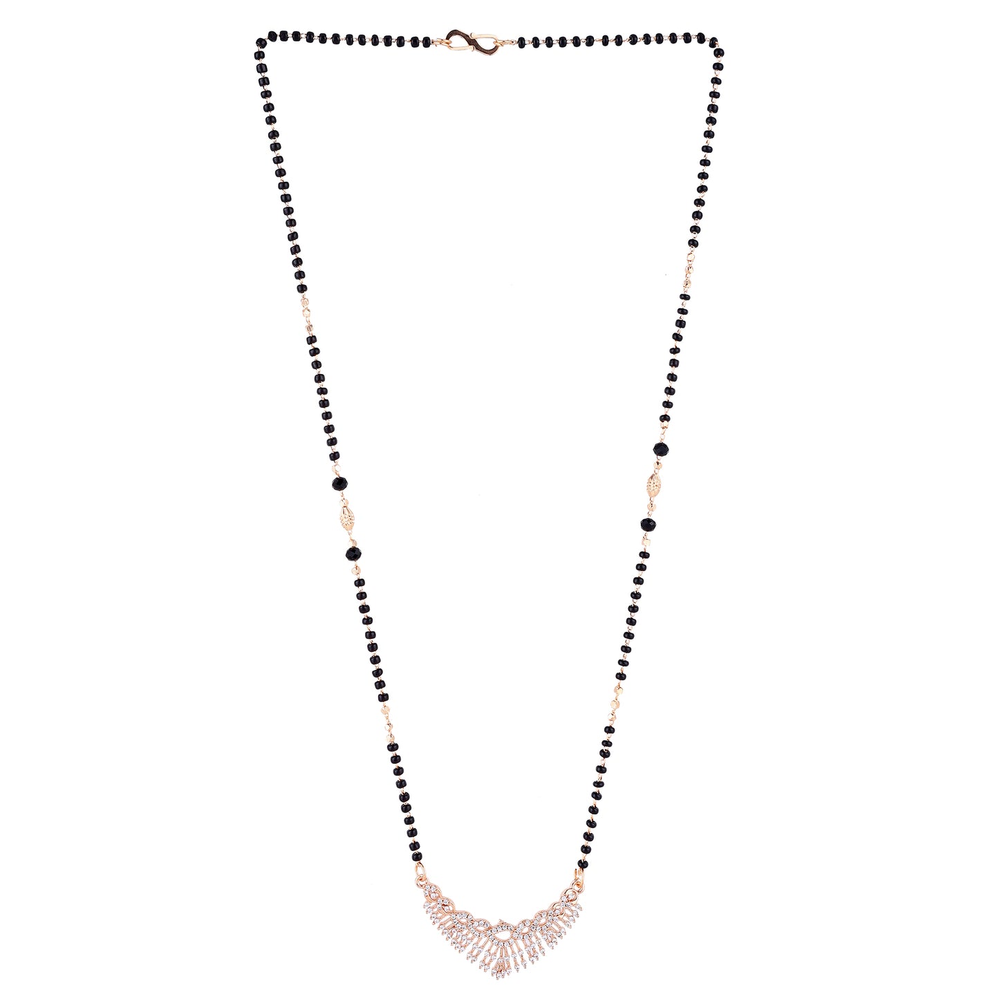 Nilu's Collection Rose Gold Plated Mangalsutra with Black Beads For Women
