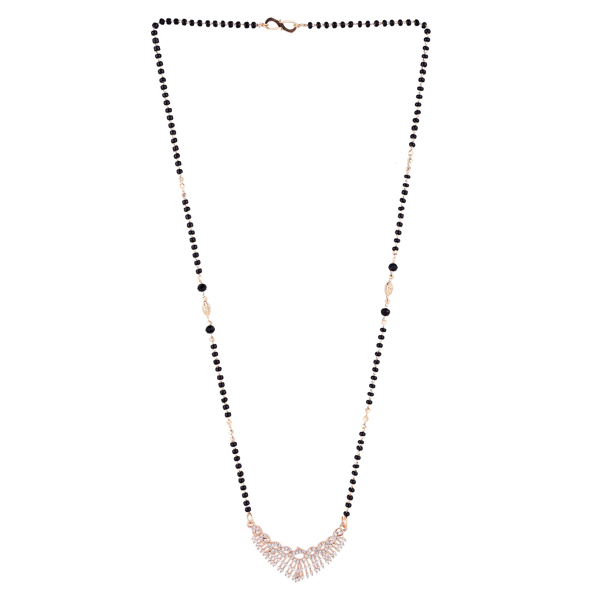 Nilu's Collection Rose Gold Plated Mangalsutra with Black Beads For Women