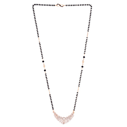 Nilu's Collection Rose Gold Plated Mangalsutra with Black Beads For Women