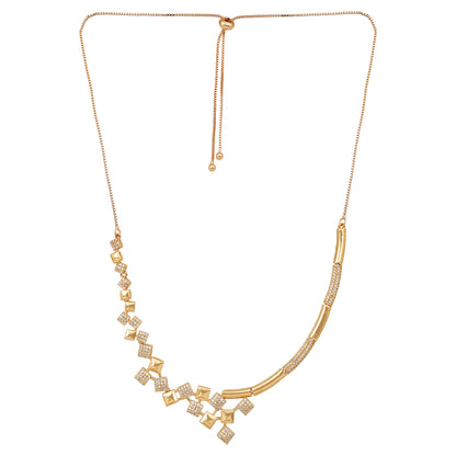 Rose Gold Plated Cubic Necklace Set with Earrings | American Diamond for Women & Girl | Gift For her