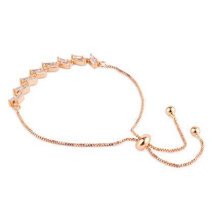 Nilu's Collection Rose Gold Plated Adjustable Bracelet With American Diamond For Women And Girls | Anti-Tranish | Anti-Allergy | Office Wear