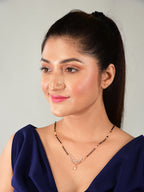 Nilu's Collection Rose Gold Plated CZ Stones Mangalsutra with Black Beads for Women