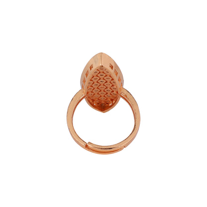Rose Gold Plated Studded with American Diamond Wedding/Anniversary Ring for Women (Adjustable)