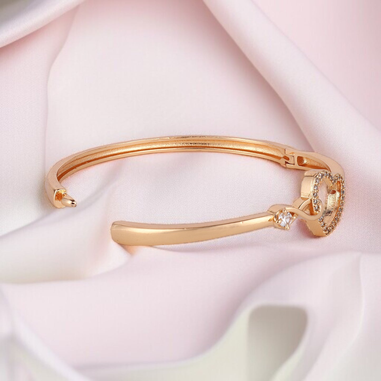 Rose Gold Infinity Heart Shape kada with Love Bracelet for Women & girls | Sleek Finish |Office Wear |  Minimalist Appeal
