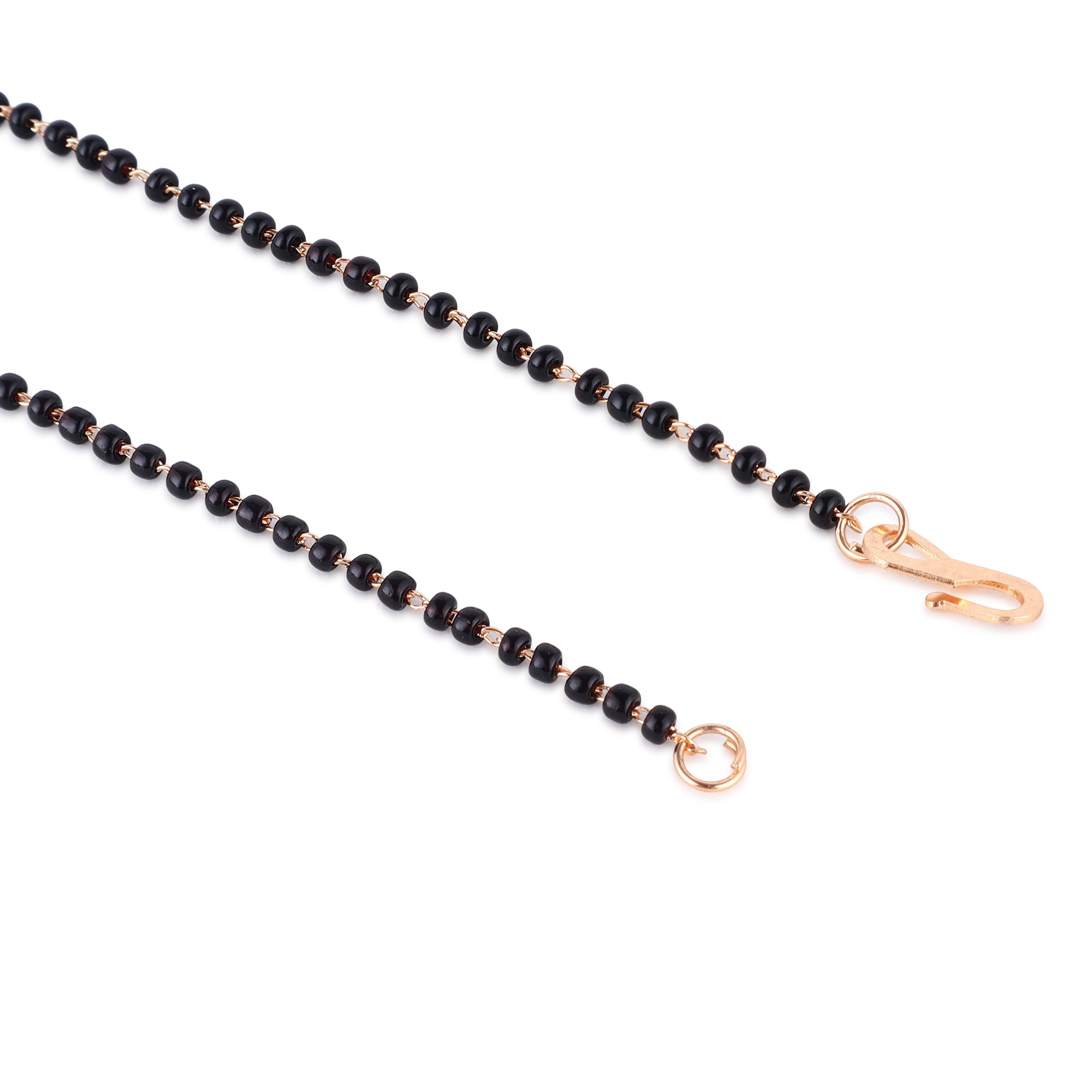 Nilu's Collection Rose Gold Plated CZ Stones Mangalsutra with Black Beads for Women