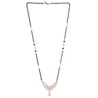 Nilu's Collection Rose Gold Plated CZ Stones Mangalsutra with Black Beads for Women