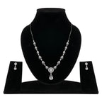 Stylish 18k Rose Gold Plated American Diamond Chain Pendent Necklace & Earrings Set for Women & Girls, Luxury AD Pendant Gift Set for Women, Girls & Her