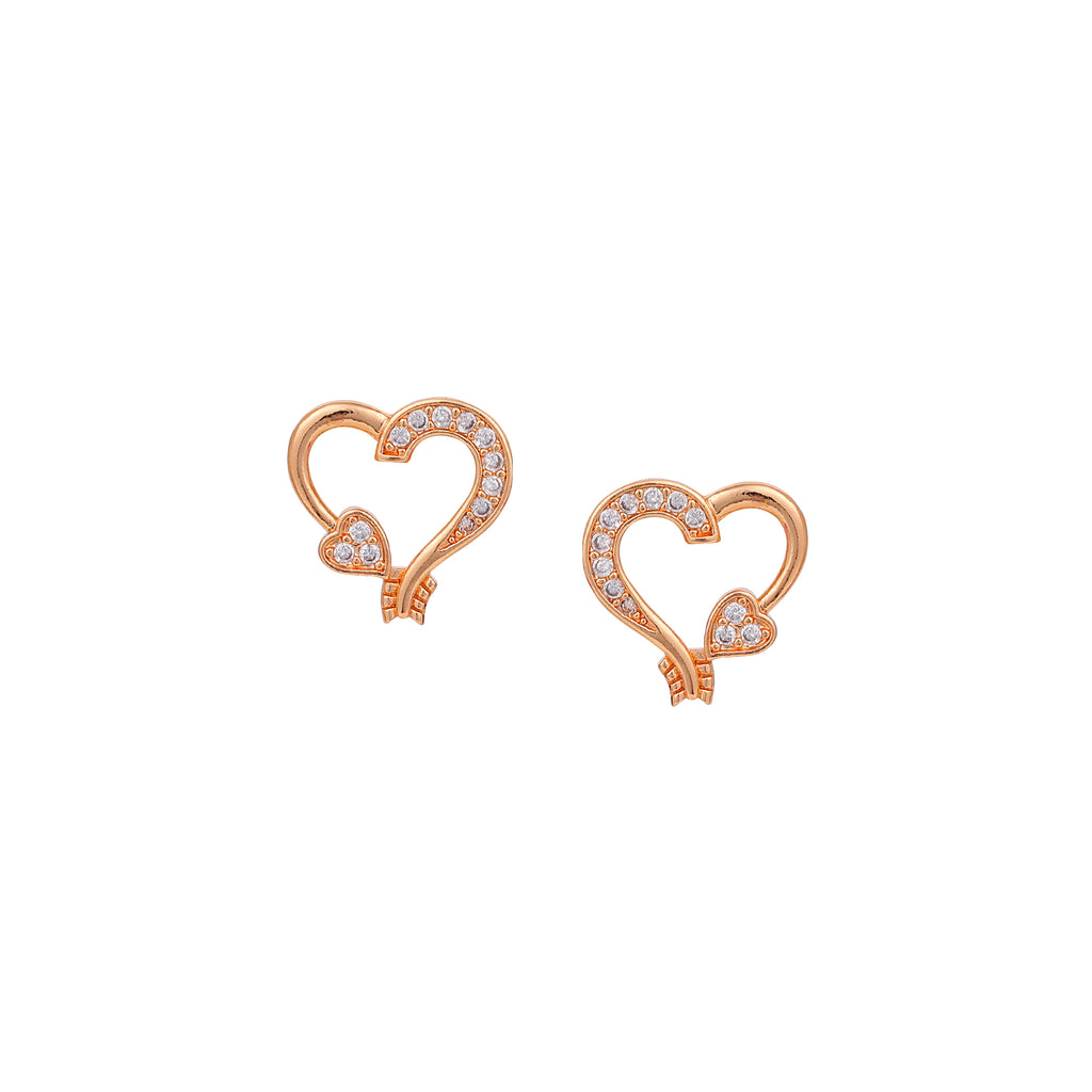 Rose Gold-Plated Heart shape pendant Set with American diamond  for Women & Girls