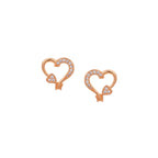 Rose Gold-Plated Heart shape pendant Set with American diamond  for Women & Girls